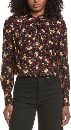 Elie Tahari Twist Neckband Silk-Blend Blouse