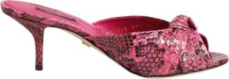 Dolce & Gabbana Roze Python Leren Hakken Sandalen - Dames - Muiltjes - Roze - 37 EU - Leer - Schoenen