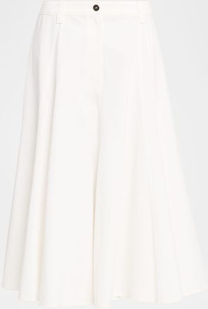 Brunello Cucinelli Cotton Paper Twill Midi Flare Skirt
