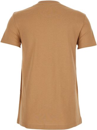 Max Mara Womens Beige Crewneck T-Shirt With Logo Embroidery Cotton T-Shirts & Jerseys