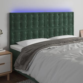 vidaXL Cabecero Con Luces Led Terciopelo Verde Oscuro 200x5x118/128 Cm Vidaxl