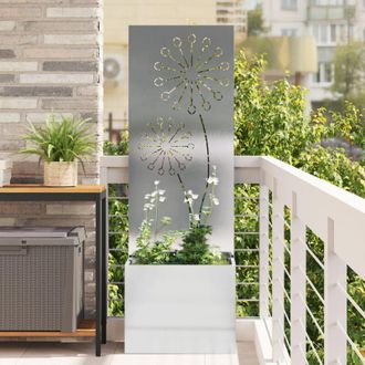 vidaXL Macetero De Jard&iacute;n Con Panel Decorativo Plata 50 X 140 Cm Vidaxl