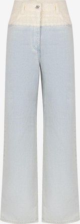 Givenchy Vintage-Denim- und Tweed-Jeans mit weitem Bein 4G Liquid