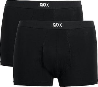 Saxx Underwear Vibe Xtra Soft Comfort Trunk Fly 2-Pack Mens Underwear Black : 2XL, Elastane/Viscose