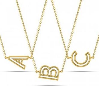 Allurez Custom Letter Charm Initial Pendant Necklace 14K Yellow Gold
