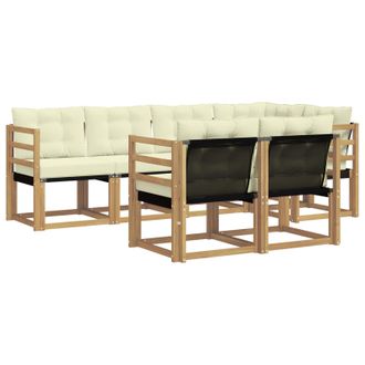 vidaXL Conjunto De Sof&aacute;s De Exterior Con Coj&iacute;n 7 Pcs Blanco Y Crema Vidaxl