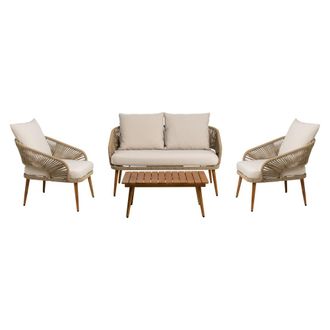 Kenay Home Conjunto exterior tejido - metal - cuerda tejida natural 130 x 88 cm