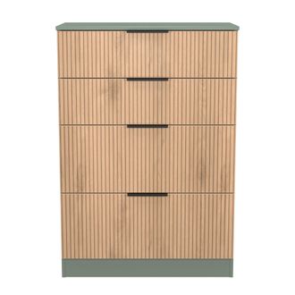 Welcome Furniture Alaska Ready Assembled 4 Drawer Deep Chest in Slat Effect & Reed Green - Welcome Furniture | TJ Hughes