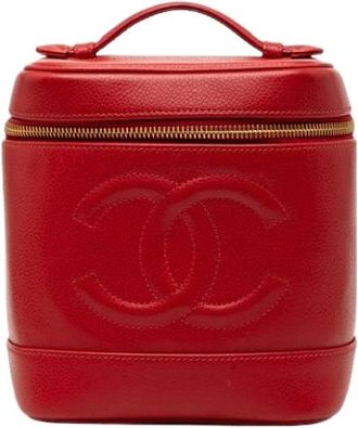 Chanel Pre-owned Vintage Vanity Bag - Dames - Vintage Handtas - Rood - ONE Size - Leer - Vintage