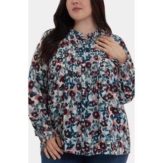 NYDJ Pleat Smocked Peasant Blouse in Blooming Grove at Nordstrom Rack, Size 2 X