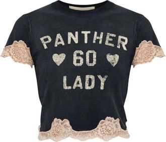 Valentino Top Corto con Ribete de Encaje - Tops - Mujer - Negro - M