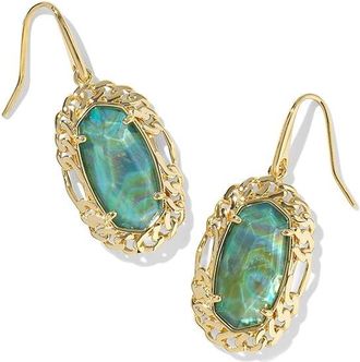 Kendra Scott Dani Figaro Frame Drop Womens Earrings Earring Gold Deep Aqua Illusion, Brass