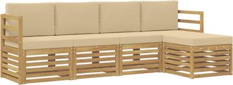 vidaXL Conjunto De Sof&aacute;s De Exterior 5 Uds. Y Beige Poli&eacute;ster Vidaxl