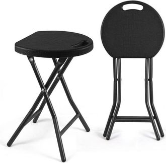 OEM 2 Taburetes Plegables Port&aacute;til De Metal Y Pl&aacute;stico, Taburetes Multiusos Multifuncional Alto Para Bar Cocina Barbacoa Jard&iacute;n Terraza Negro, 2 Unidades,