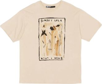 Bimba & Lola graphic-print cotton T-shirt - Neutrals