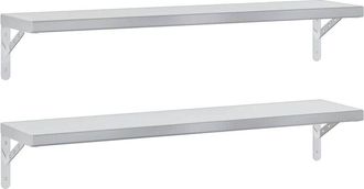 vidaXL Wall Shelves 2 pcs 100x23.5 cm Silver Stainless Steel vidaXL
