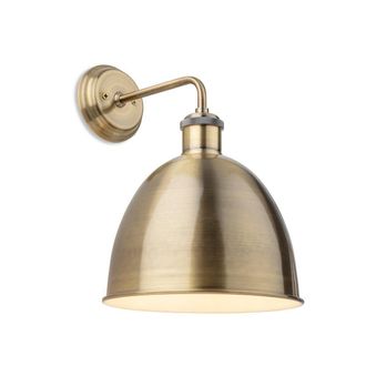 Netlighting Genoa Industrial Dome Wall Light Antique Brass in Gold