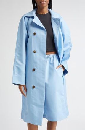 Zankov Hugo Asymmetric Waterproof Cotton Long Car Coat in Hortensia at Nordstrom Rack, Size Small/medium
