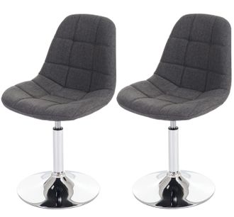 Hhg Lote De 2 Sillas De Comedor Hhg-837, Silla Giratoria, Cromo, Textil Gris Claro