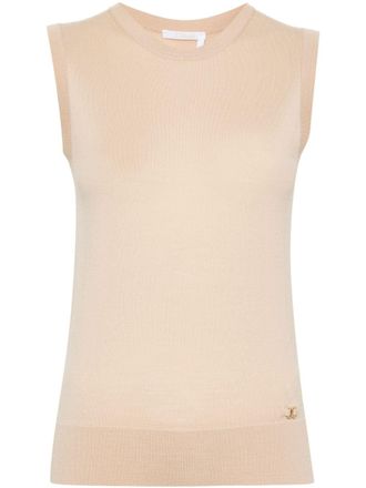 Chlo&eacute; sleeveless wool jumper - Neutrals