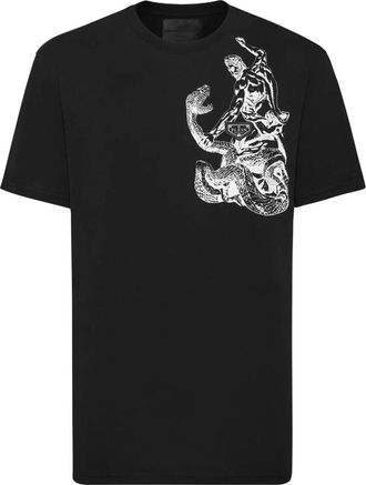 Philipp Plein T-shirt Ronde Hals Tattoo - Heren - T-shirts - Zwart - 2XL - Katoen - Tops