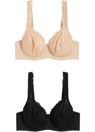 Bonprix B&uuml;gel-BH BONPRIX, Damen, Gr. 100, Cup F, kreidebeige, schwarz, Obermaterial: 80% Polyamid, 20% Elasthan. Futter: 90% Polyamid, 10% Elasthan. Spitze: 9