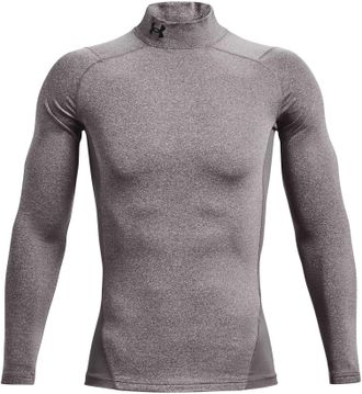 Under Armour Mens ColdGear Compression Mock, Charcoal Light Heather-black, Large Tall