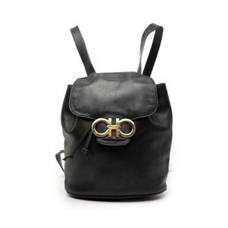 Ferragamo Gancini Black Leather Backpack (Pre-Owned)