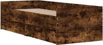 vidaXL Estructura De Cama Con Cajones Roble Ahumado 75x190 Cm Vidaxl