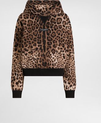 Dolce & Gabbana Leo-print Cotton Hooded Sweatshirt - Woman T-shirts And Sweatshirts Animal Print 40