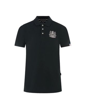Aquascutum Mens Aquascutum Branded Sleeve Black Polo Shirt - Size: 44