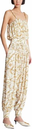 Balmain Flowing Printed Jumpsuit With Balmain Chains Pattern in Gold at Nordstrom, Size 40 Eu
