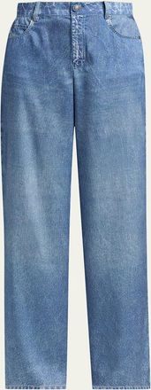 Kobi Halperin Sage Denim-Print Wide-Leg Pants