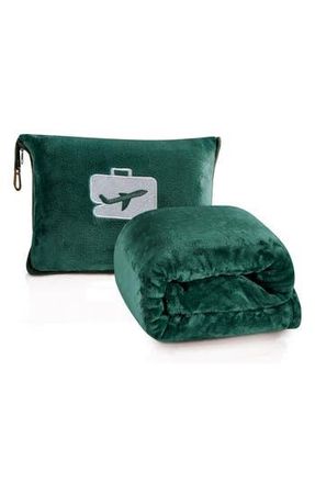 Luxury Home Comfort Fly 2-in-1 Travel Blanket & Pillow in Green at Nordstrom Rack