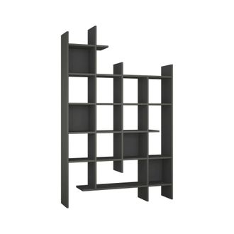 Dmora Dmora - Estante Para Libros Chertan, Estante De Oficina, Porta Libros M&oacute;vil, Biblioteca, 122x26h188 Cm, Antracita, Con Embalaje Reforzado