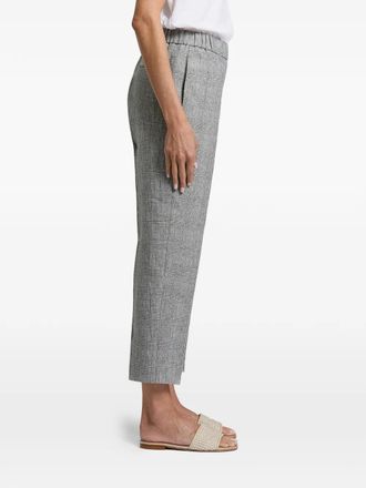 PESERICO Check-Pattern Elasticated-Waistband Trousers - Grey