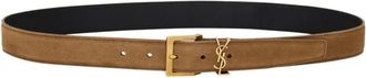 Saint Laurent Cassandre Riem - Heren - Riemen - Bruin - 100 CM - Leer - Accessoires