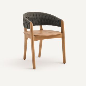 AM.PM Tuintafel fauteuil in massief acacia en gevlochten touw, CHABLIS