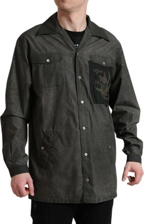 Dolce & Gabbana Mens Dark Gray Cotton Collared Long Sleeves Shirt