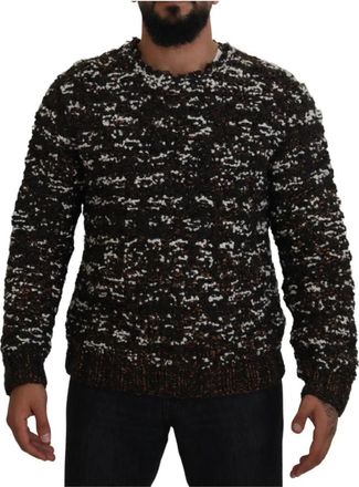 Dolce & Gabbana Handgemaakte Pullover Trui in Bruin Brons - Heren - Sweatshirts - Bruin - L - Wol - Hoodies & sweatvesten