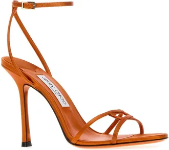Jimmy Choo London Satin Ankle-Strap Sandals - Orange