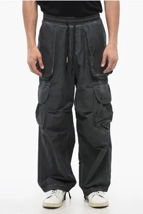 A Paper Kid Faded Effect Nylon Cargo Pants with Elastic Waistband size S