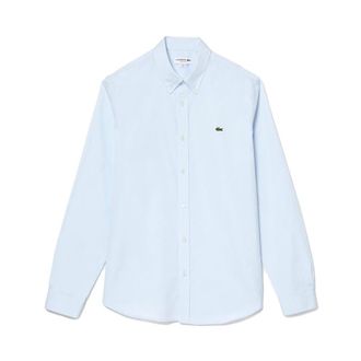 Lacoste Simpel en Net Katoenen Overhemd - Heren - Zakelijke Overhemden - Blauw - L - Katoen - Overhemden