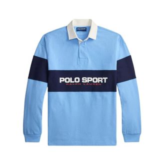 Ralph Lauren Polo Shirts, male, Blue, Size: XL Colourblock Polo-Collar Sweater