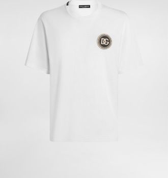 Dolce & Gabbana Cotton T-shirt With Patch - Man T-shirts And Polos White 44