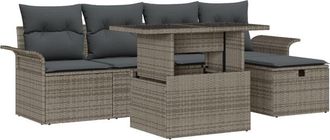 vidaXL Vidaxl - Garden Sofa Set with Cushion 6 pcs Grey Poly rattan