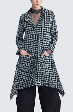 Luukaa D'Celli Zaria Houndstooth Long Jacket in Monochrome Black at Nordstrom, Size 10