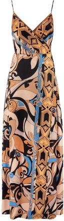Nenette Lange jurk met sjaalprint - Dames - Maxi kleedjes - Veelkleurig - S - Kleedjes