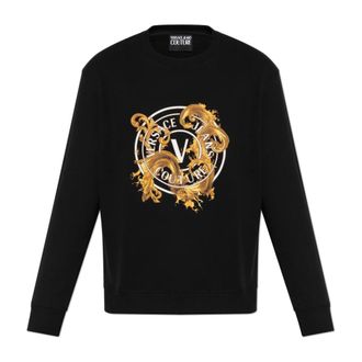 Versace Jeans Couture Sweatshirts, male, Black, Size: 2XL Logo-Print Sweatshirt
