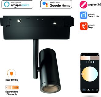 OEM Foco Led Wifi Zigbee Pista De 10 W Para Rieles Magn&eacute;ticos Smart Track 48 V Cc, Regulable Entre 3000 Y 5000 K, Color Negro